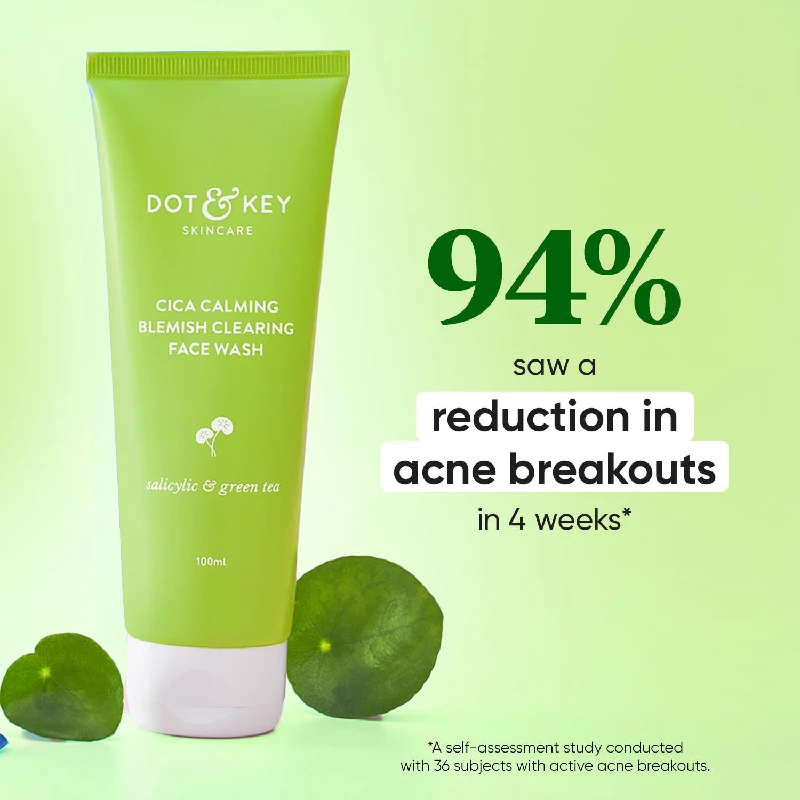 Dot & Key CICA Face Wash for Acne Prone Skin, 2percent Salicylic Acid Face Wash with Green Tea, 100 ml-3.webp